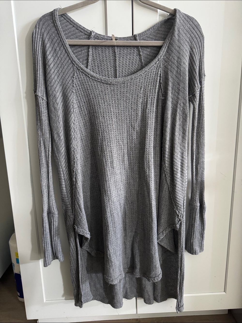 Free People Heather Gray Waffle Knit Tunic Shirt
